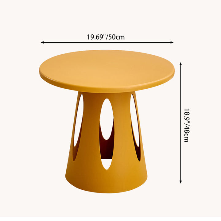 Mesa de café contemporánea nórdica cilíndrica redonda de diseño hueco tallado en plástico PP de 1 capa para sala de estar y dormitorio 