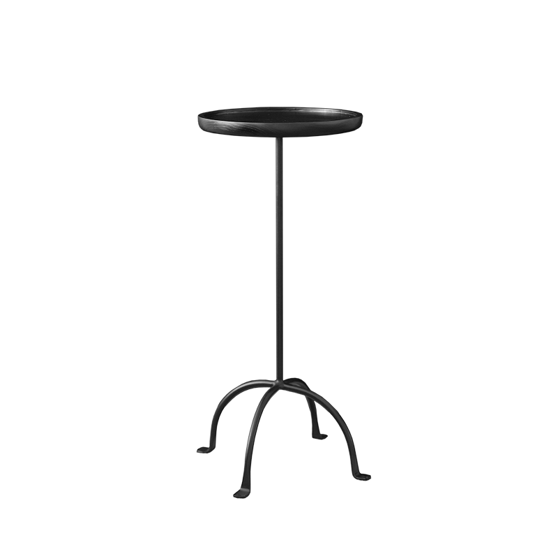 Table d’appoint légère à 1 niveau en bois de frêne rond et acier au carbone, style industriel contemporain, pour salon 