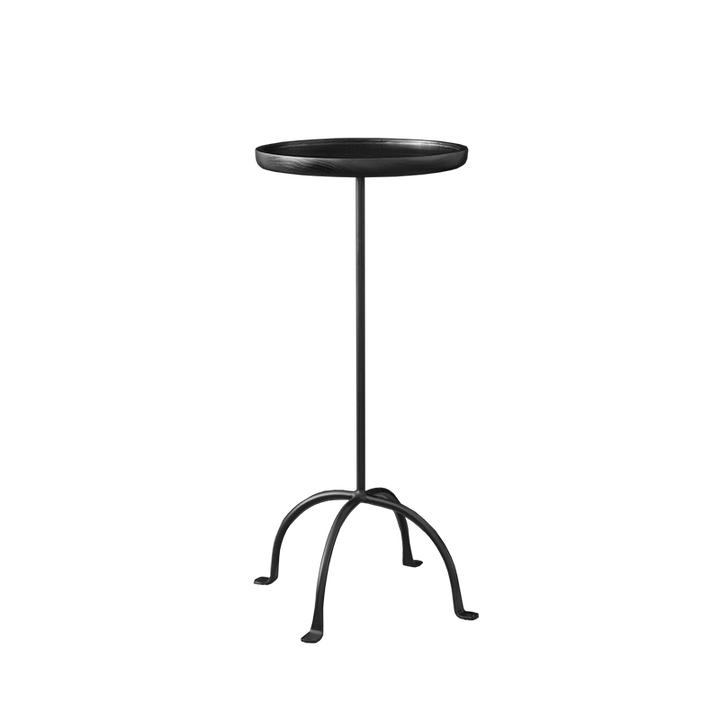 Table d’appoint légère à 1 niveau en bois de frêne rond et acier au carbone, style industriel contemporain, pour salon 