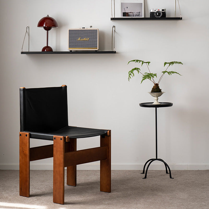 Table d’appoint légère à 1 niveau en bois de frêne rond et acier au carbone, style industriel contemporain, pour salon 