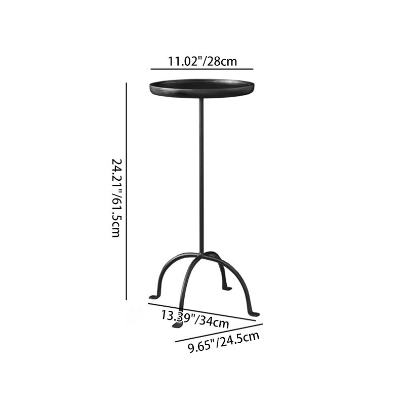 Table d’appoint légère à 1 niveau en bois de frêne rond et acier au carbone, style industriel contemporain, pour salon 