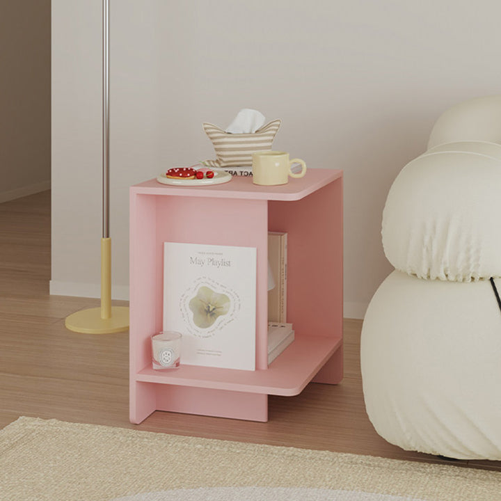 Zeitgenössischer skandinavischer rechteckiger MDF-Kaffeetisch mit versetztem Design, 2-stufig, für Wohnzimmer &amp; Schlafzimmer 