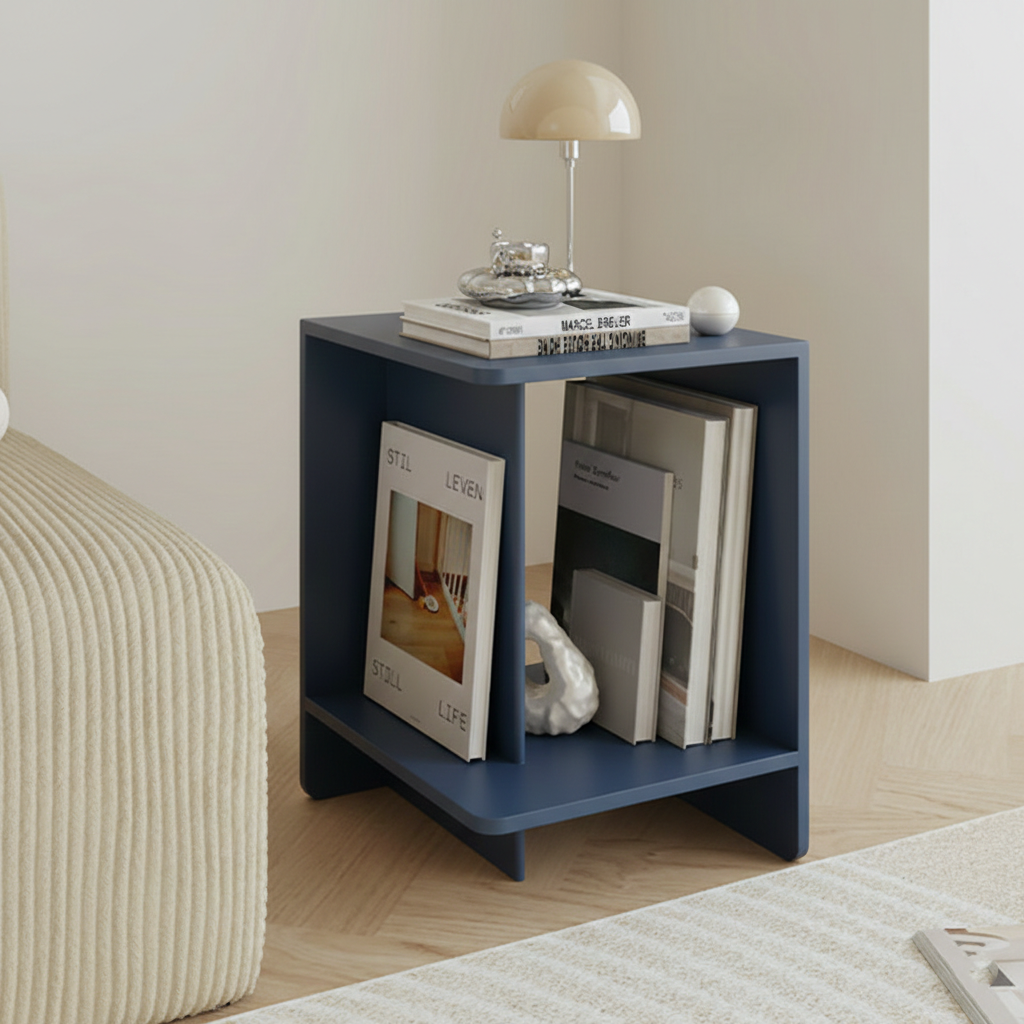 Zeitgenössischer skandinavischer rechteckiger MDF-Kaffeetisch mit versetztem Design, 2-stufig, für Wohnzimmer &amp; Schlafzimmer 