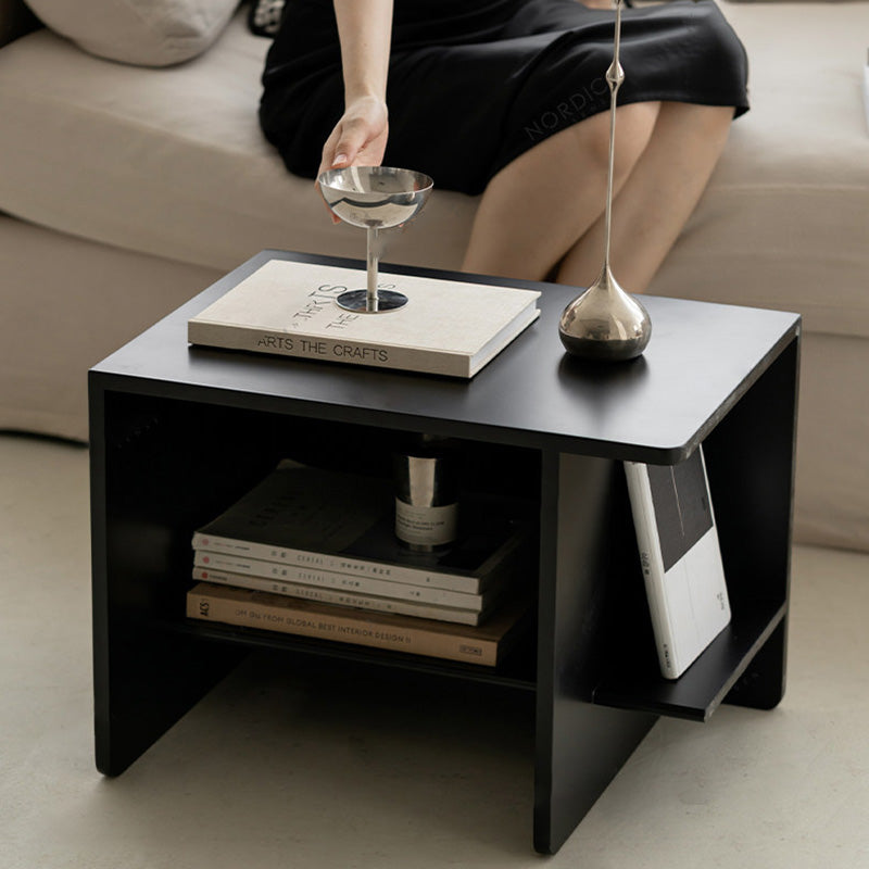 Zeitgenössischer skandinavischer rechteckiger MDF-Kaffeetisch mit versetztem Design, 2-stufig, für Wohnzimmer &amp; Schlafzimmer 
