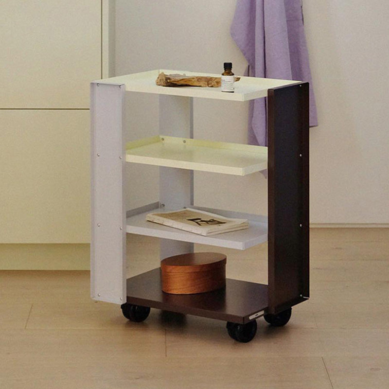 Estante de almacenamiento móvil de acero al carbono rectangular industrial contemporáneo de 4 niveles para sala de estar 