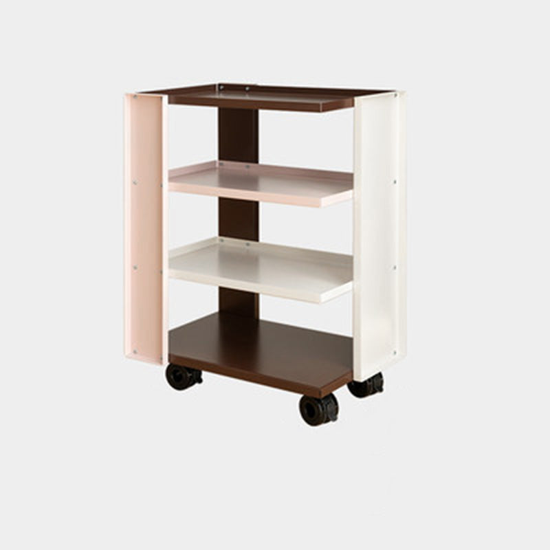 Estante de almacenamiento móvil de acero al carbono rectangular industrial contemporáneo de 4 niveles para sala de estar 