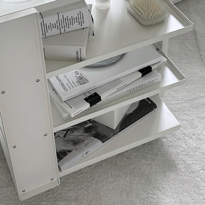 Estante de almacenamiento móvil de acero al carbono rectangular industrial contemporáneo de 4 niveles para sala de estar 