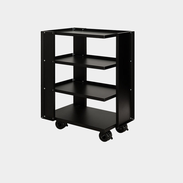 Estante de almacenamiento móvil de acero al carbono rectangular industrial contemporáneo de 4 niveles para sala de estar 