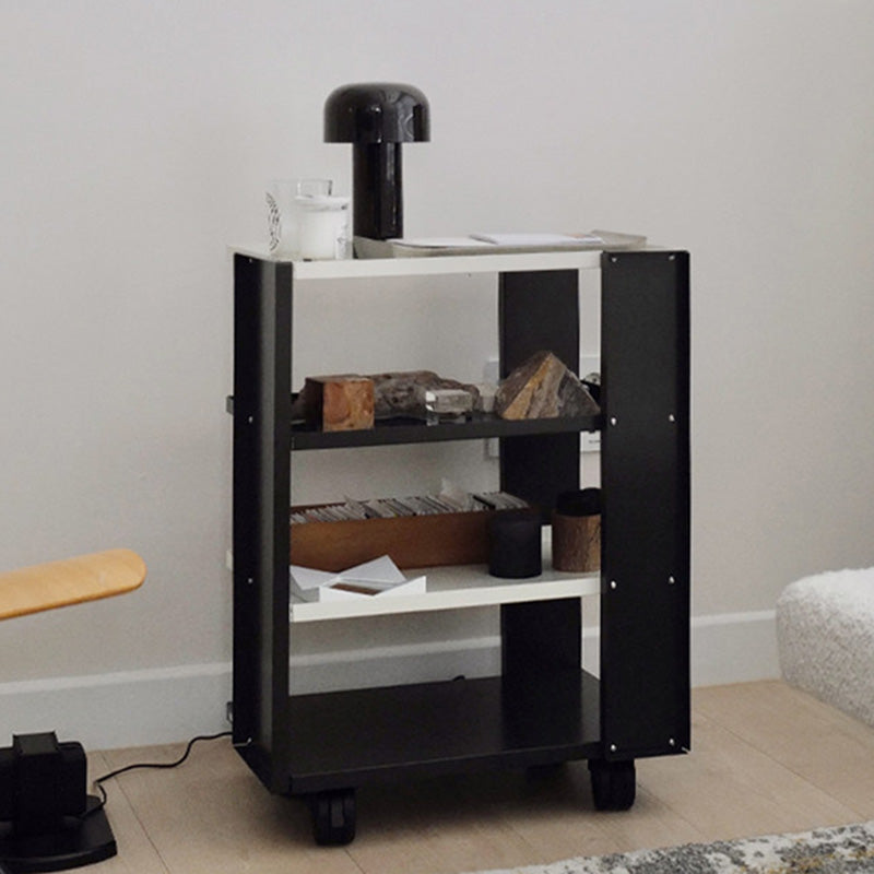 Estante de almacenamiento móvil de acero al carbono rectangular industrial contemporáneo de 4 niveles para sala de estar 