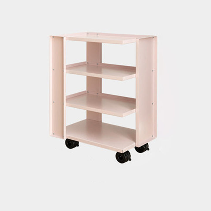 Estante de almacenamiento móvil de acero al carbono rectangular industrial contemporáneo de 4 niveles para sala de estar 
