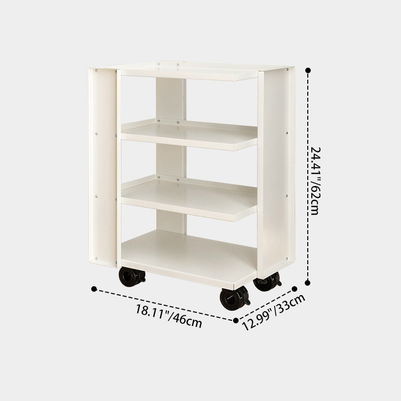 Estante de almacenamiento móvil de acero al carbono rectangular industrial contemporáneo de 4 niveles para sala de estar 