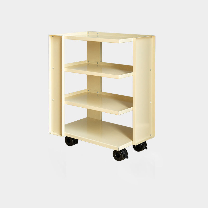 Estante de almacenamiento móvil de acero al carbono rectangular industrial contemporáneo de 4 niveles para sala de estar 