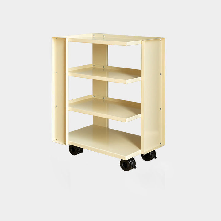 Estante de almacenamiento móvil de acero al carbono rectangular industrial contemporáneo de 4 niveles para sala de estar 