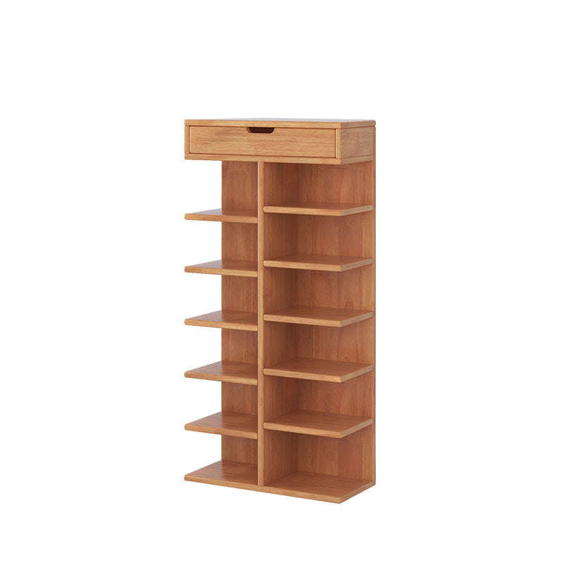 Moderner minimalistischer rechteckiger Schuhaufbewahrungsständer aus Kautschukholz, Sperrholz und Paulownia-Holz mit 5/6/7 Ebenen für Eingangsbereich &amp; Flur 