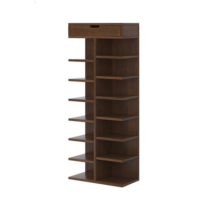 Moderner minimalistischer rechteckiger Schuhaufbewahrungsständer aus Kautschukholz, Sperrholz und Paulownia-Holz mit 5/6/7 Ebenen für Eingangsbereich &amp; Flur 