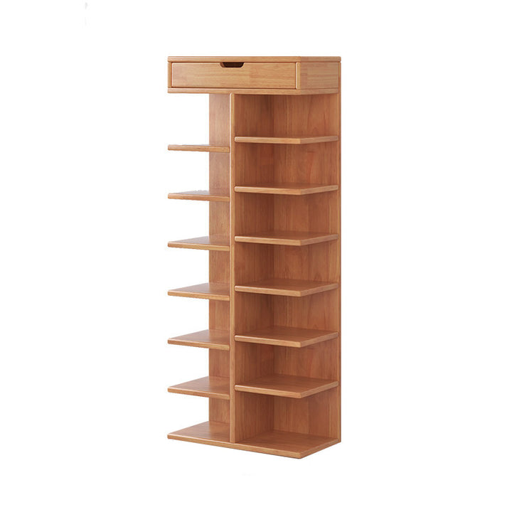 Moderner minimalistischer rechteckiger Schuhaufbewahrungsständer aus Kautschukholz, Sperrholz und Paulownia-Holz mit 5/6/7 Ebenen für Eingangsbereich &amp; Flur 