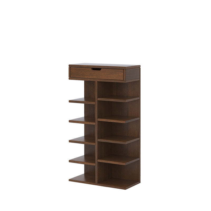Moderner minimalistischer rechteckiger Schuhaufbewahrungsständer aus Kautschukholz, Sperrholz und Paulownia-Holz mit 5/6/7 Ebenen für Eingangsbereich &amp; Flur 