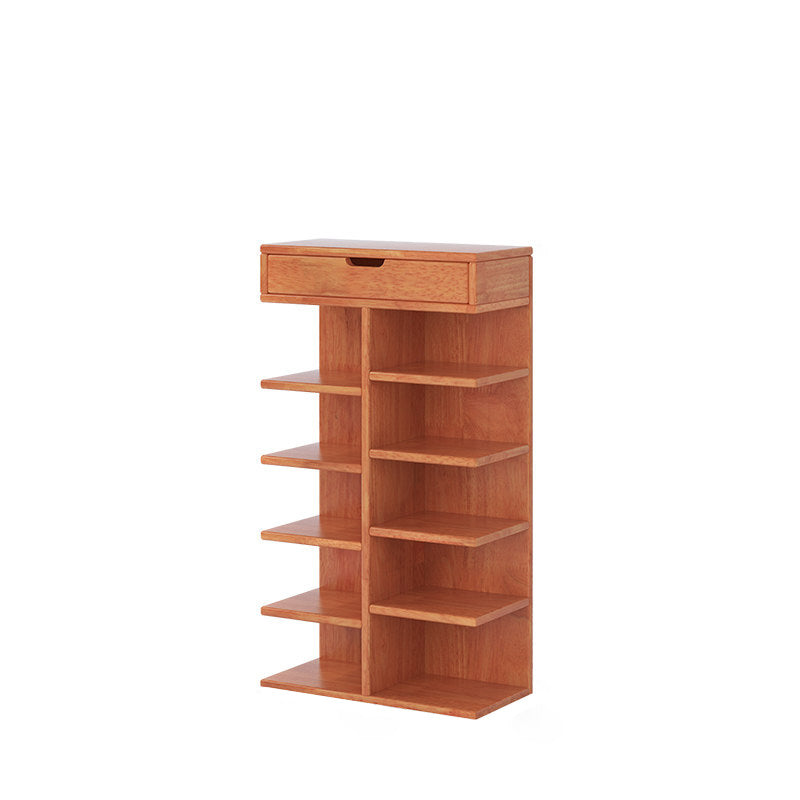 Moderner minimalistischer rechteckiger Schuhaufbewahrungsständer aus Kautschukholz, Sperrholz und Paulownia-Holz mit 5/6/7 Ebenen für Eingangsbereich &amp; Flur 