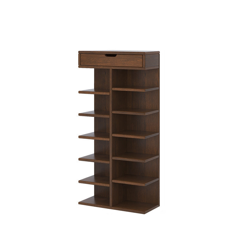 Moderner minimalistischer rechteckiger Schuhaufbewahrungsständer aus Kautschukholz, Sperrholz und Paulownia-Holz mit 5/6/7 Ebenen für Eingangsbereich &amp; Flur 