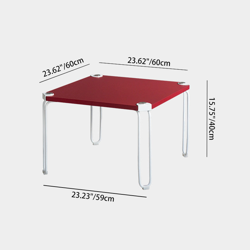 Table basse contemporaine industrielle carrée en MDF et alliage d’acier, robuste et résistante aux taches, à 1 niveau, pour salon 
