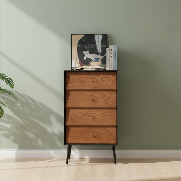 Traditional French Rectangular Plywood Pine Wood Carbon Steel Storage Cabinet 4/5-Drawer For Living Room & Bedroom