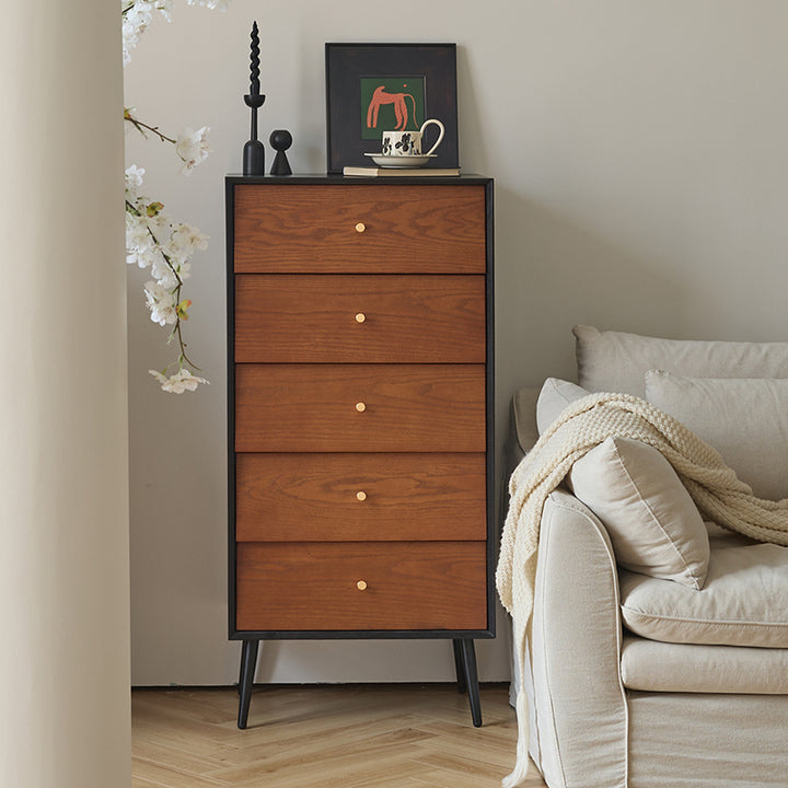 Armoire de rangement traditionnelle française rectangulaire en bois massif, contreplaqué, pin et acier au carbone, avec 4/5 tiroirs, pour salon et chambre 