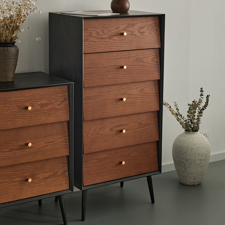 Traditional French Rectangular Plywood Pine Wood Carbon Steel Storage Cabinet 4/5-Drawer For Living Room & Bedroom