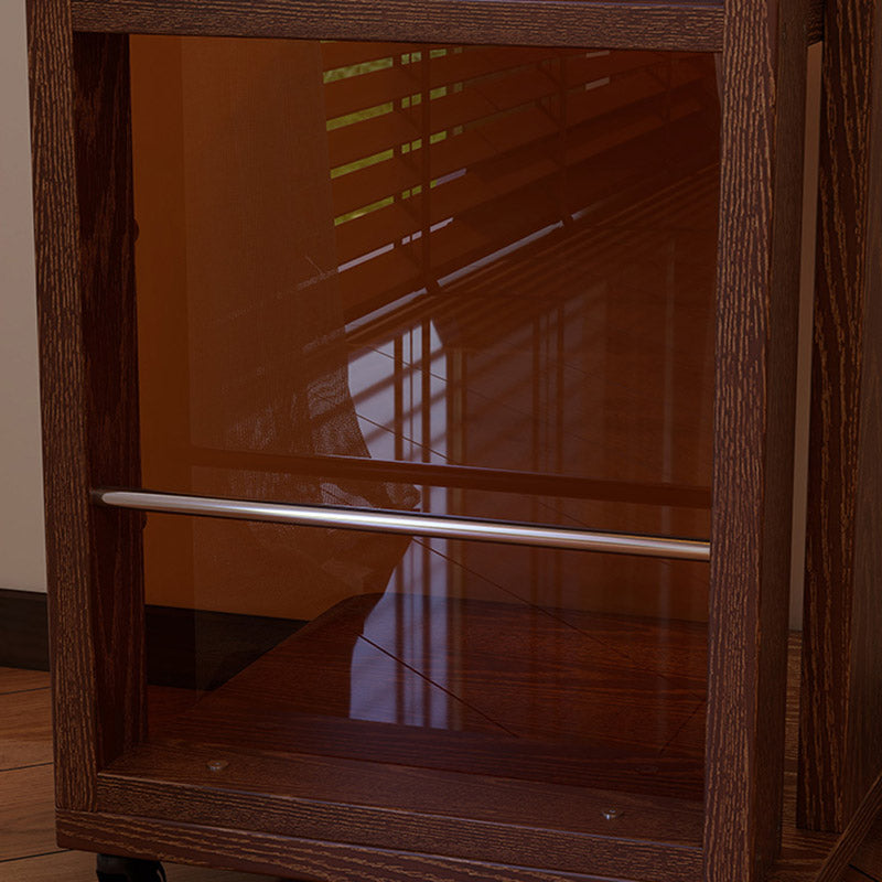 Modern Mid-Century Rectangular Rubberwood Movable Floor-Standing Corner Storage Shelf 4-Tier For Living Room &amp; Bedroom
