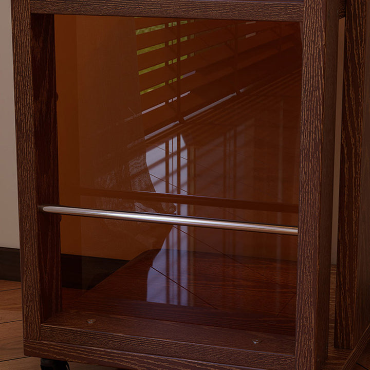 Modern Mid-Century Rectangular Rubberwood Movable Floor-Standing Corner Storage Shelf 4-Tier For Living Room &amp; Bedroom