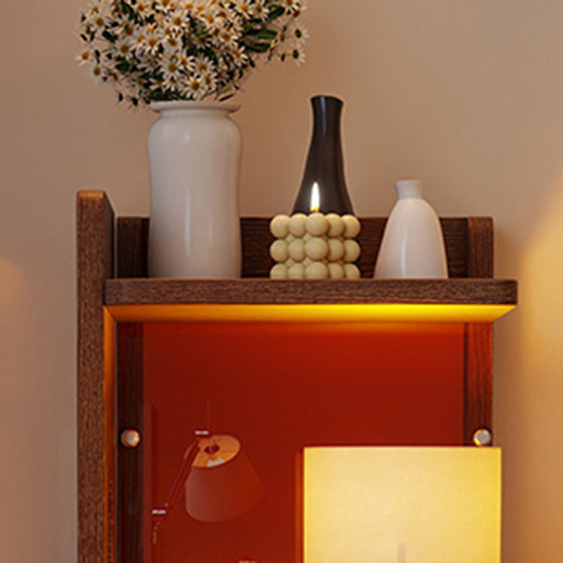 Modern Mid-Century Rectangular Rubberwood Movable Floor-Standing Corner Storage Shelf 4-Tier For Living Room &amp; Bedroom