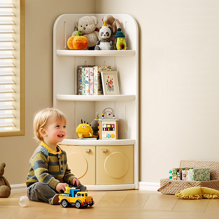 Moderner minimalistischer fächerförmiger umweltfreundlicher HDPE-Kindereckschrank mit 3/4-Schichten für das Wohnzimmer 