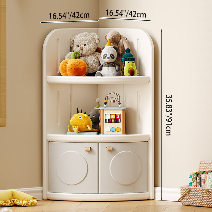 Moderner minimalistischer fächerförmiger umweltfreundlicher HDPE-Kindereckschrank mit 3/4-Schichten für das Wohnzimmer 