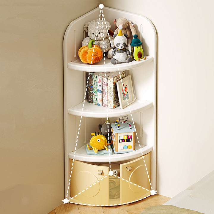 Moderner minimalistischer fächerförmiger umweltfreundlicher HDPE-Kindereckschrank mit 3/4-Schichten für das Wohnzimmer 