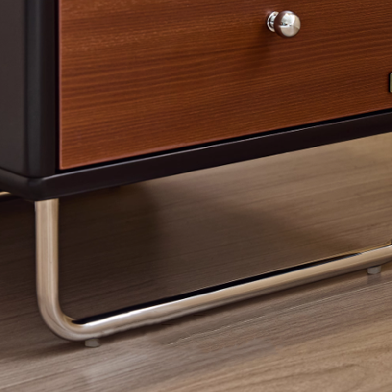 Contemporary Scandinavian Irregular Rectangular MDF Stainless Steel Nightstand 1-Drawer For Bedroom