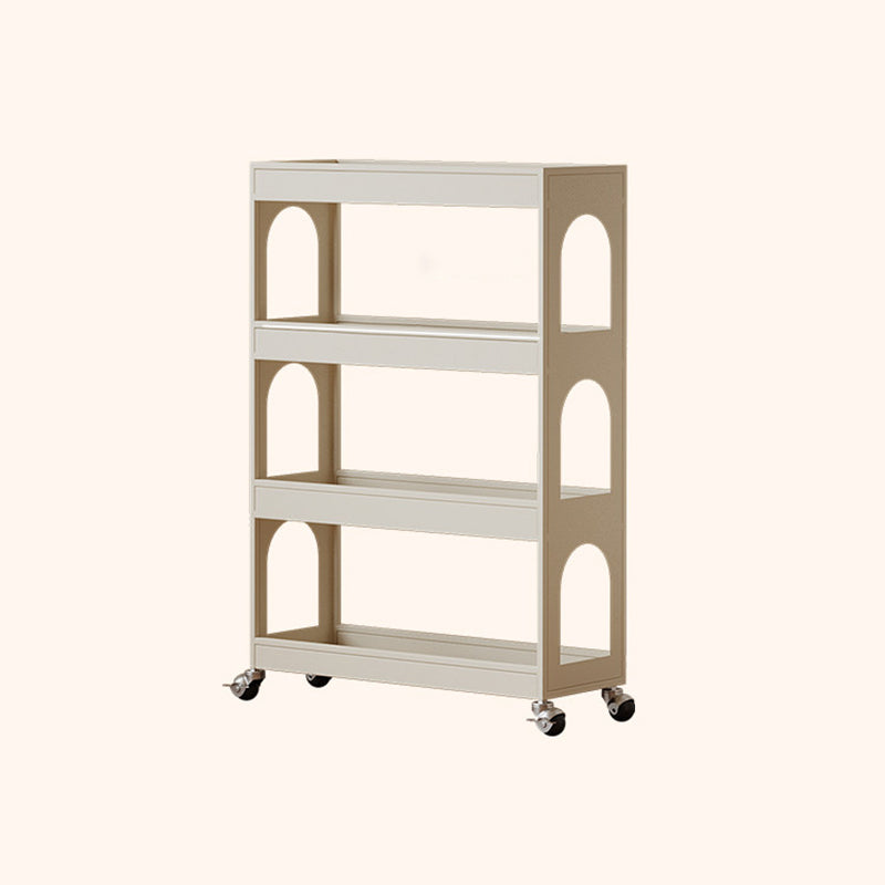 Contemporary Industrial Narrow Rectangular Iron Durable Movable Storage Shelf 4-Tier For Living Room