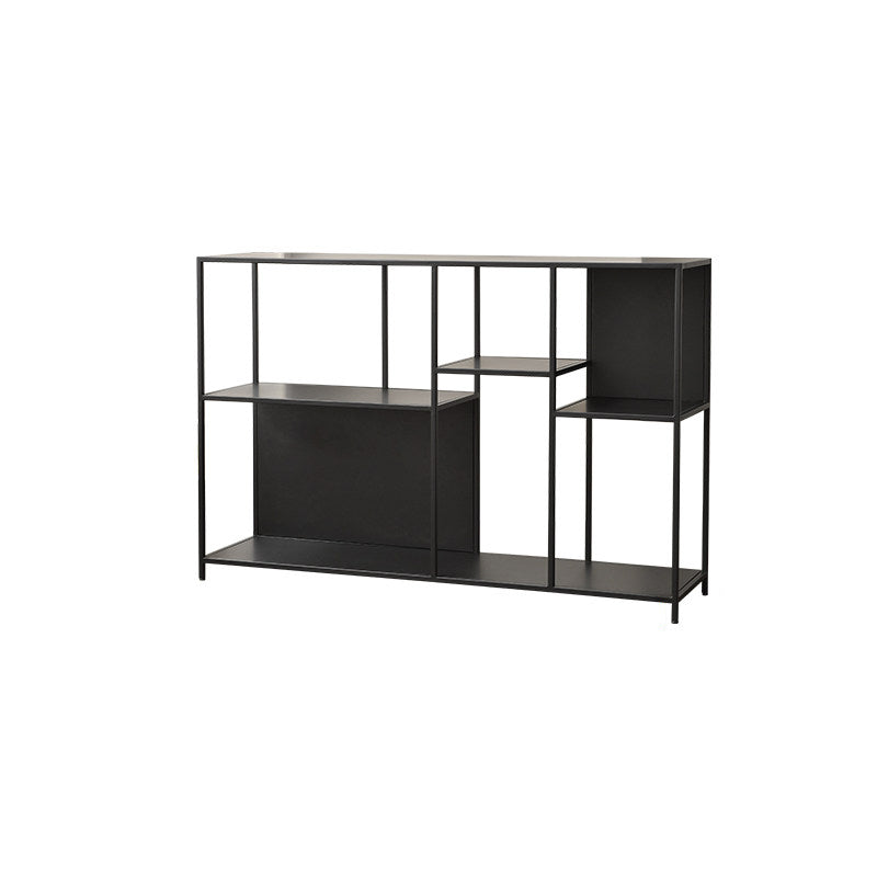 Estante de exhibición de piso de hierro rectangular industrial contemporáneo de 3 niveles para sala de estar 