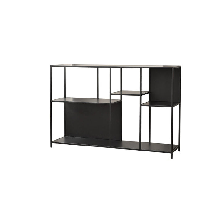 Estante de exhibición de piso de hierro rectangular industrial contemporáneo de 3 niveles para sala de estar 