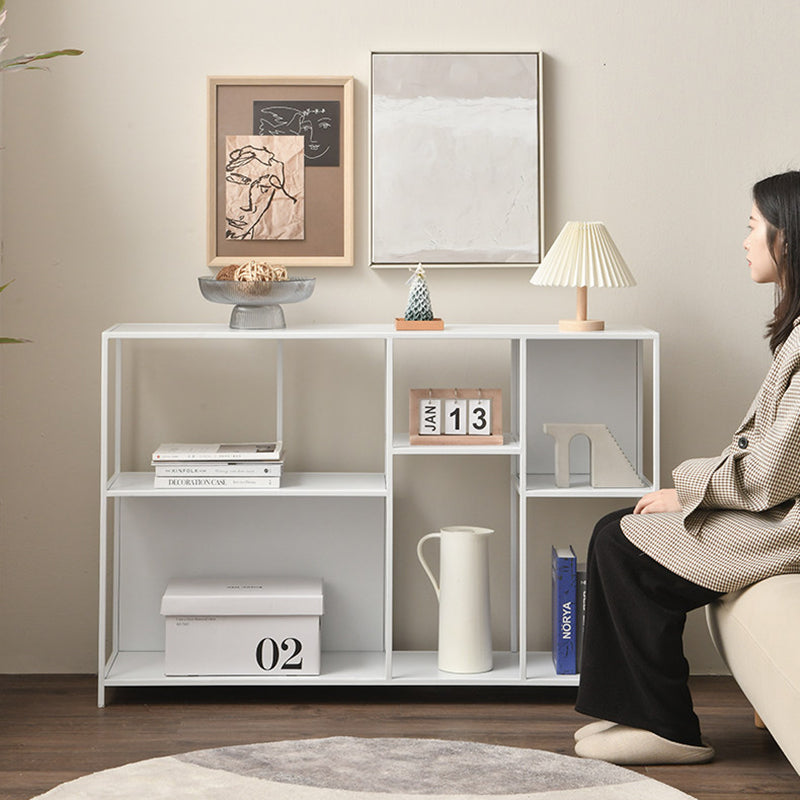 Estante de exhibición de piso de hierro rectangular industrial contemporáneo de 3 niveles para sala de estar 