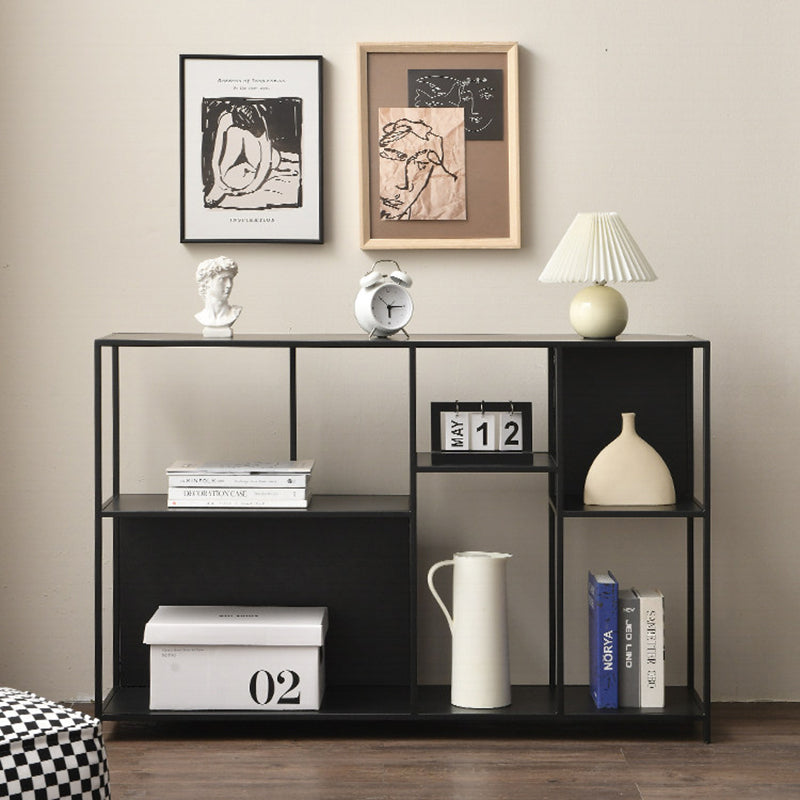 Estante de exhibición de piso de hierro rectangular industrial contemporáneo de 3 niveles para sala de estar 