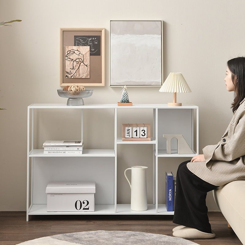 Estante de exhibición de piso de hierro rectangular industrial contemporáneo de 3 niveles para sala de estar 