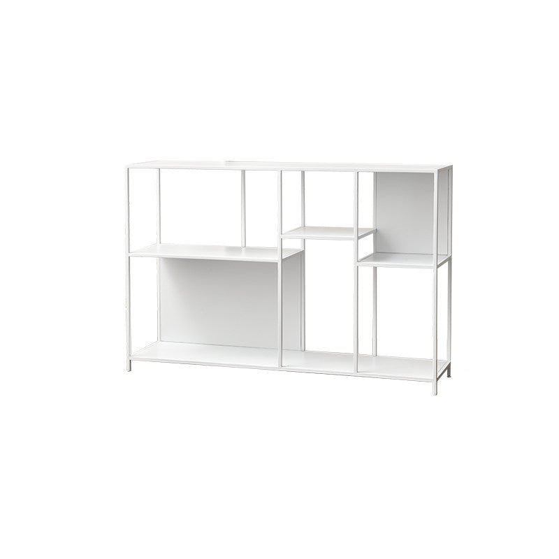 Estante de exhibición de piso de hierro rectangular industrial contemporáneo de 3 niveles para sala de estar 