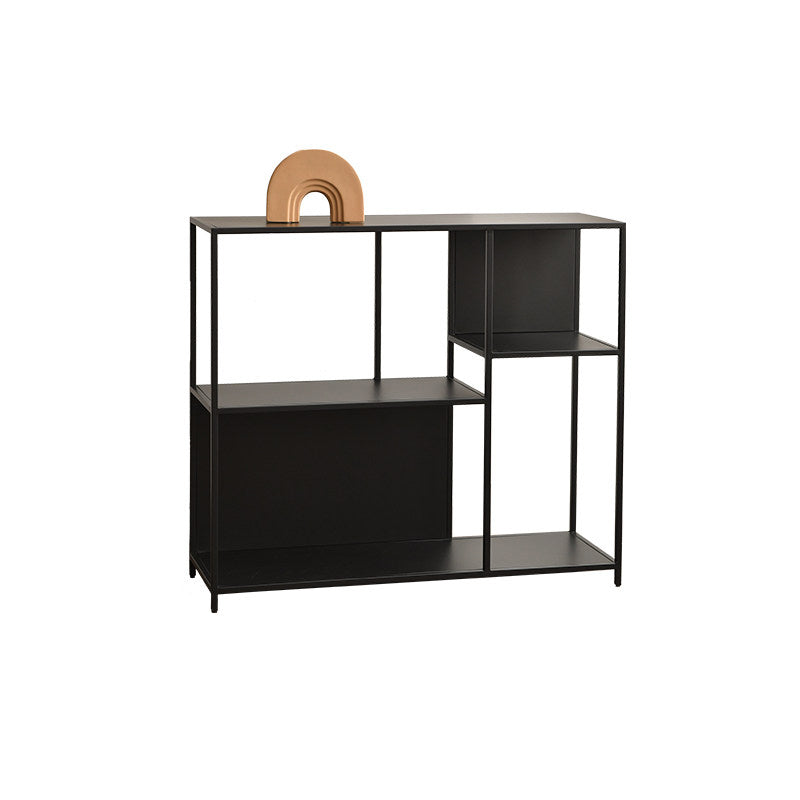 Estante de exhibición de piso de hierro rectangular industrial contemporáneo de 3 niveles para sala de estar 