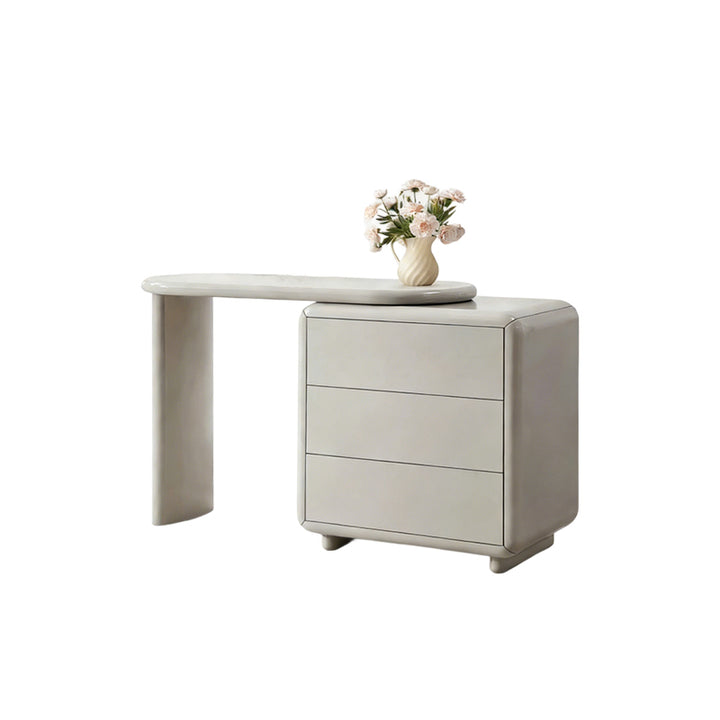 Scandinavian Extendable Makeup Vanity - High-Density MDF Solid Wood Particle Board 3-Drawer Vanity Table For Bedroom