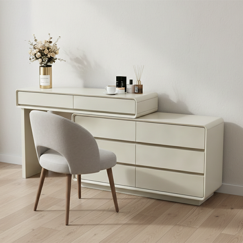 Platzsparender ausziehbarer Schminktisch - MDF-Arbeitsplatte &amp; Spanplatten-Schubladen Schminkkommode für das Schlafzimmer 