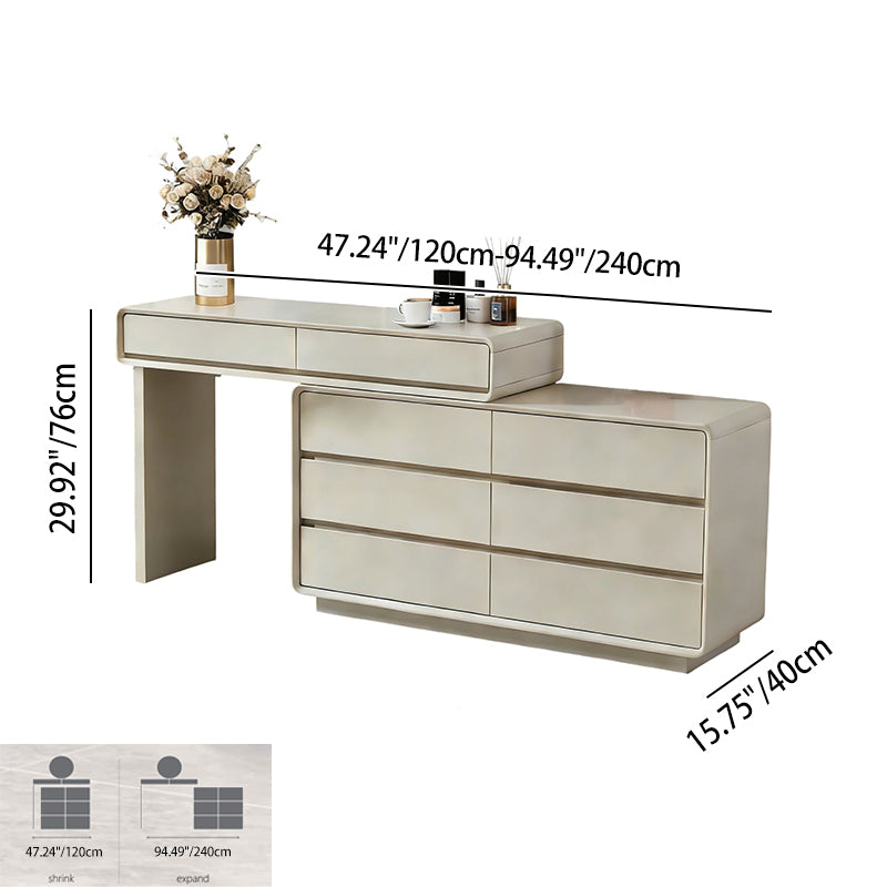 Platzsparender ausziehbarer Schminktisch - MDF-Arbeitsplatte &amp; Spanplatten-Schubladen Schminkkommode für das Schlafzimmer 