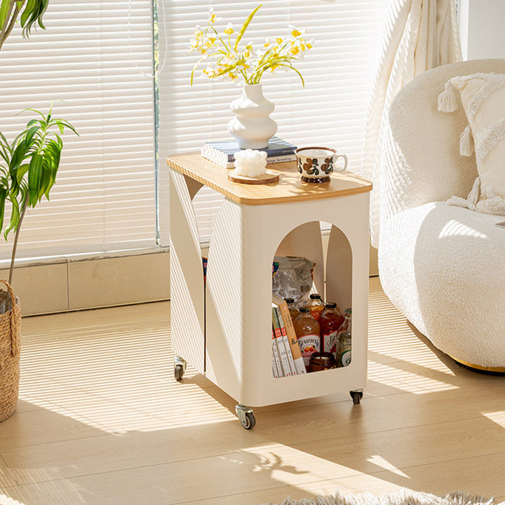 Modern Minimalist Hollowed-Out Rectangular Iron Plywood Narrow End Table 2-Tier For Living Room