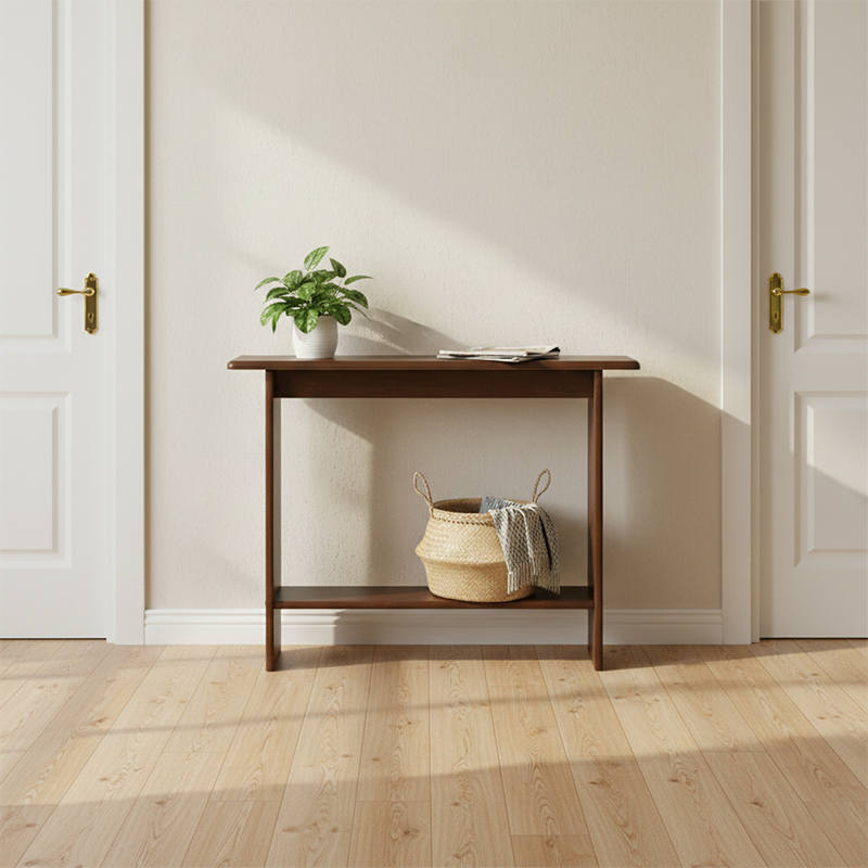 Traditional Chinese Rectangular Rubberwood Entryway Console Table 2-Layer For Hallway
