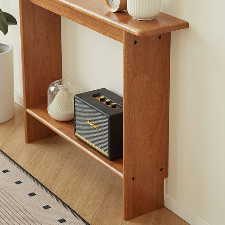 Traditional Chinese Rectangular Rubberwood Entryway Console Table 2-Layer For Hallway