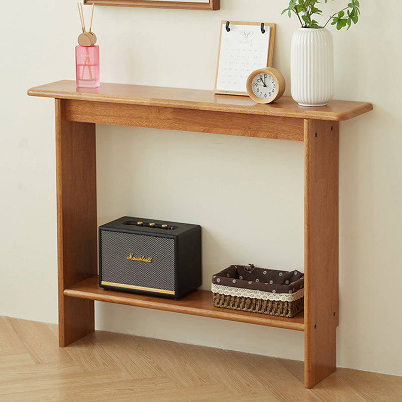 Traditional Chinese Rectangular Rubberwood Entryway Console Table 2-Layer For Hallway