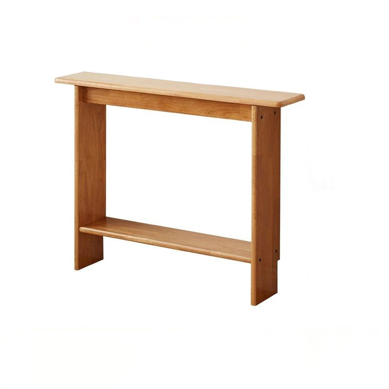 Traditional Chinese Rectangular Rubberwood Entryway Console Table 2-Layer For Hallway
